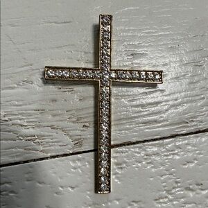Gold toned Cross Pendant with Crystals